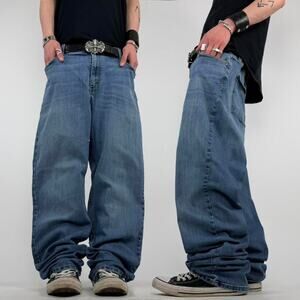 Vintage grunge y2k faded baggy wide leg stonewash archive jeans